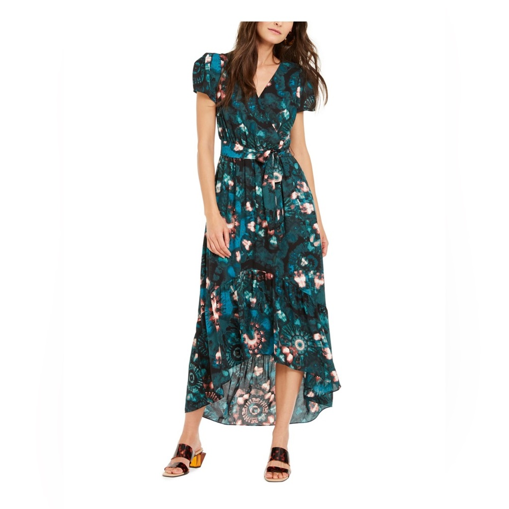 INC Womens Green Printed Maxi Hi-Lo Dress, Size 6